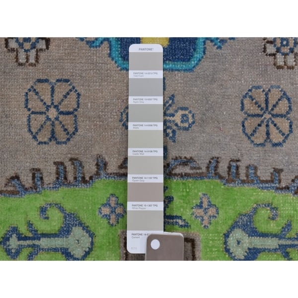 Shahbanu Rugs Colorful Gray Fusion Kazak Pure Wool Geometric Design Hand Knotted Oriental Rug 5 0 X 6 6 5 0 X 6 6 Overstock 30137919
