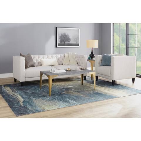 Lifestorey Modern Chesterfield Back Sofa and Chair Set