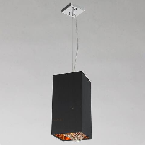 Ritz 1-Light Matte Gold finish with Black Shade Mini Square Pendant Light 8 in. L x 8 in. W x 16 in. H - Mini Pendant
