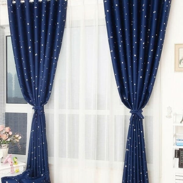 Blackout Thick Stars Window Curtain Dark Blue 39 4 X 51 2 Thick Stars Window Curtain Dark Blue