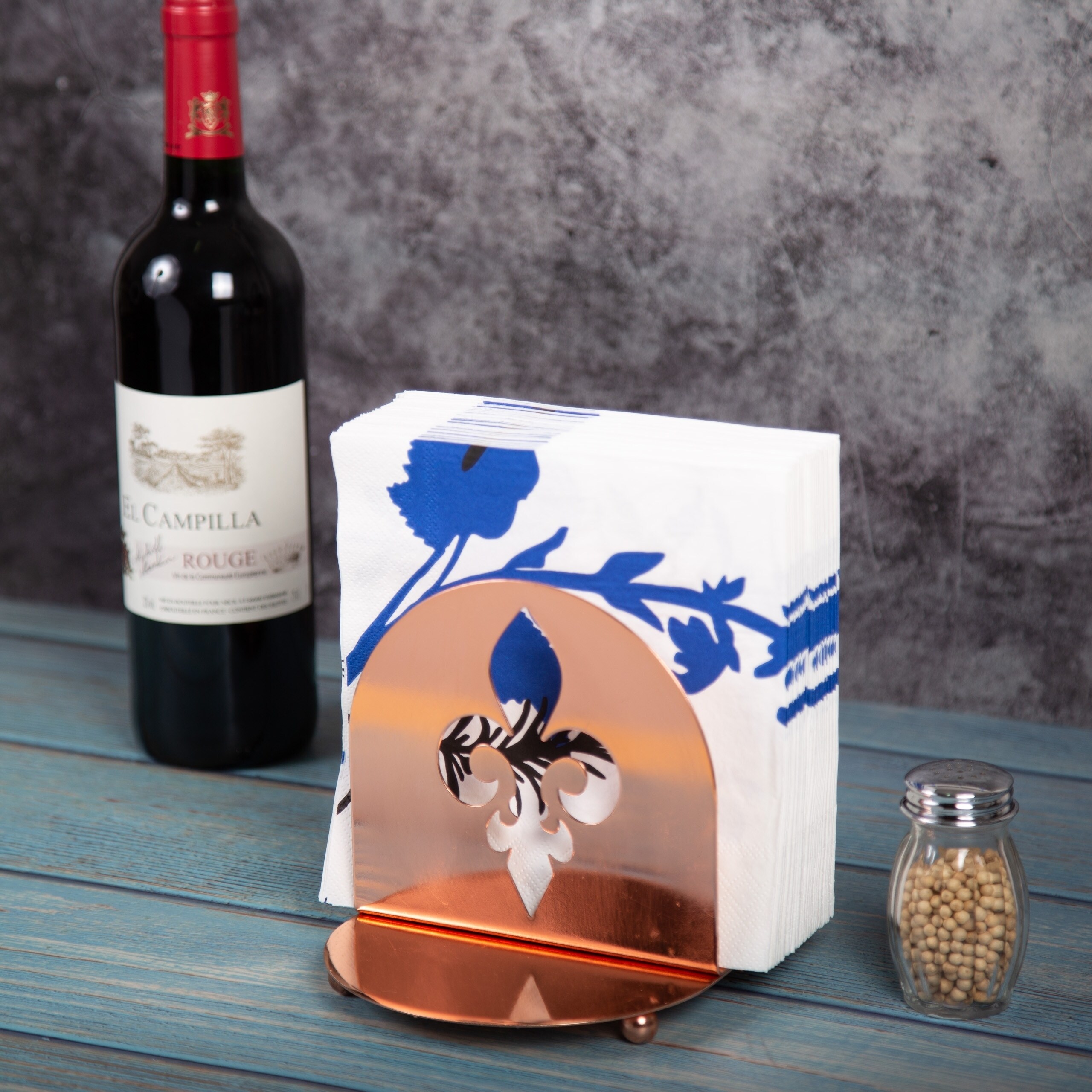 Apple Motif Metal Napkin Condiment Holder Copper Creative Home 50271 Finish
