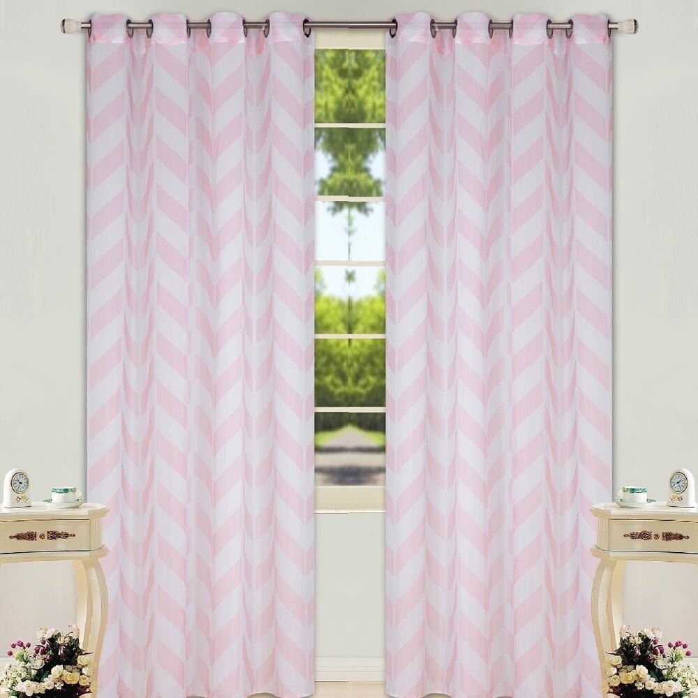Shop 2pc Chevron Striped Grommet Voile Window Curtains Light Pink