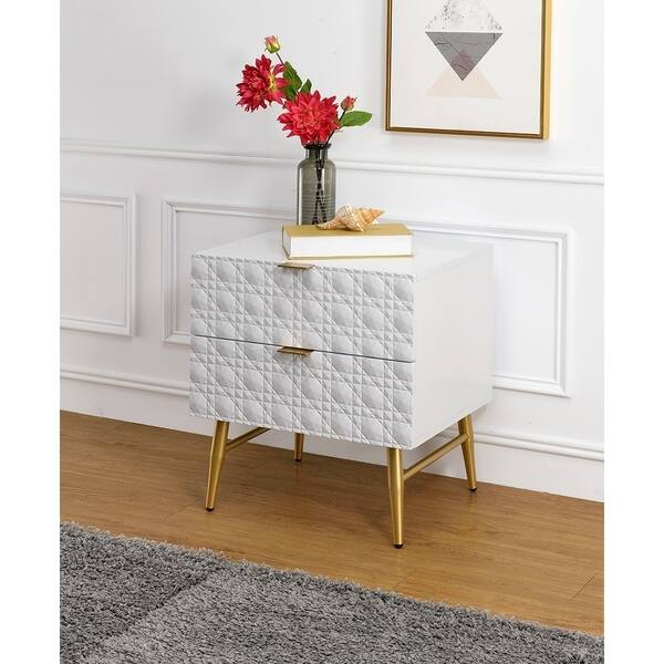 Shop Acme Maisey Ii Nightstand White Gold On Sale Overstock 30138611