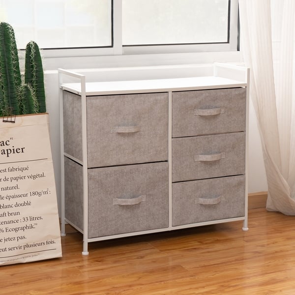 Kinbor Wide Dresser Storage Tower W 5 Drawers Cubes Kinbor Wide Dresser Storage Tower W