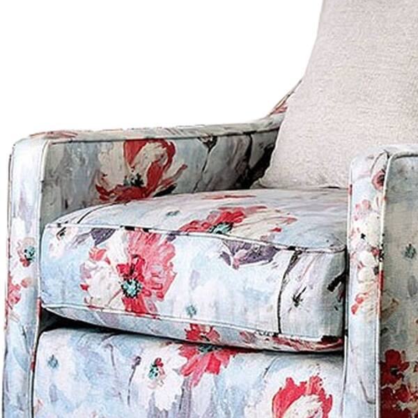 Shop Fabric Upholstered Wooden Accent Chair With Floral Print