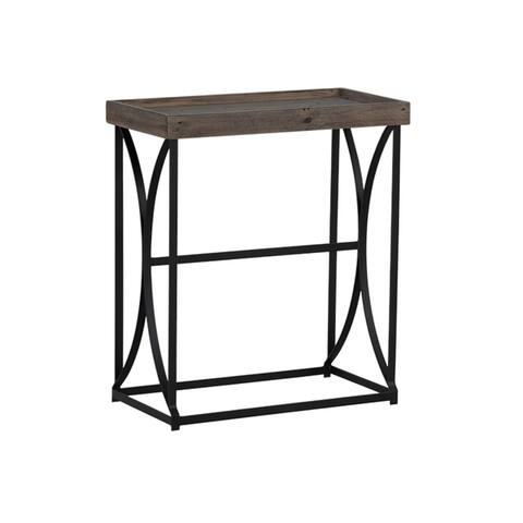 Cortesi Home Luxe Console Table in Reclaimed Wood and Black Steel, Distressed Brown 24"