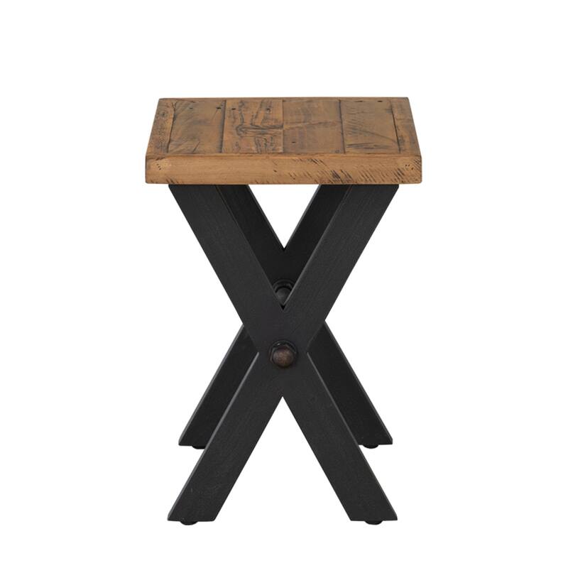 Cortesi Home Austin Console Table, Solid Reclaimed Wood with Black Wood Legs, Honey Pine