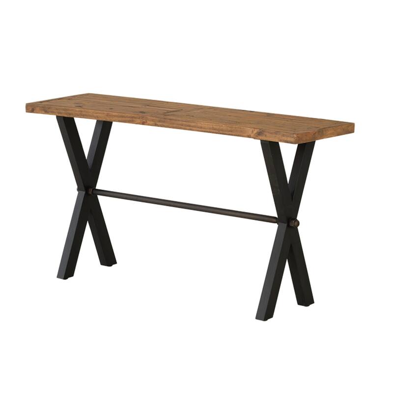 Cortesi Home Austin Console Table, Solid Reclaimed Wood with Black Wood Legs, Honey Pine