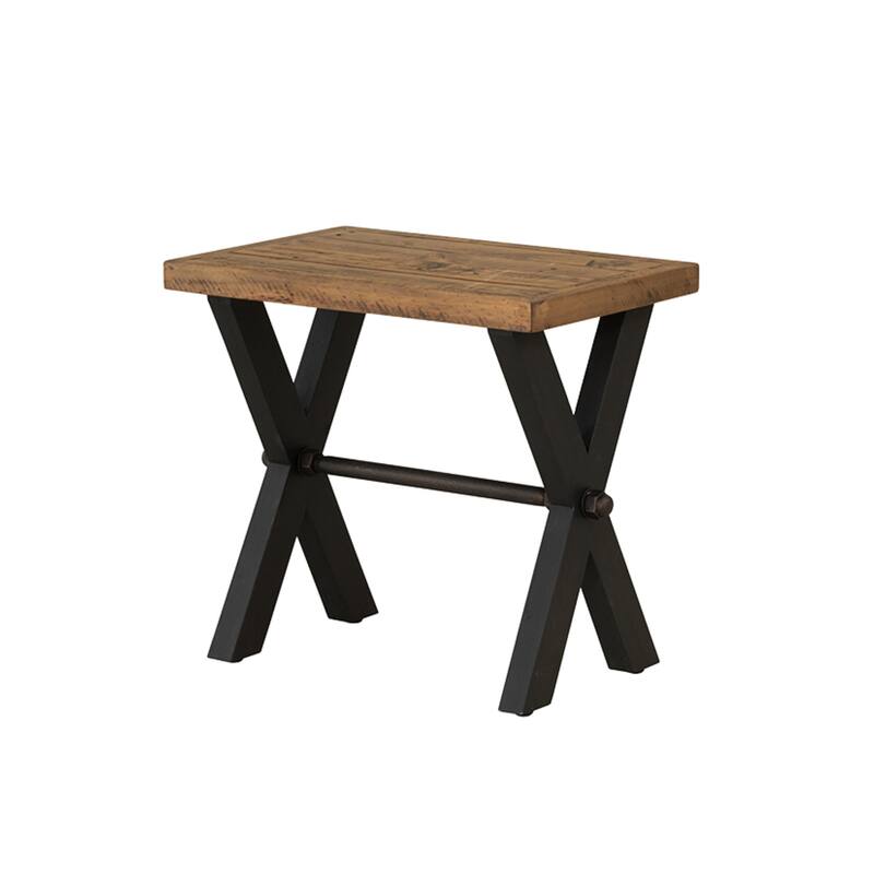 Cortesi Home Austin Console Table, Solid Reclaimed Wood with Black Wood Legs, Honey Pine