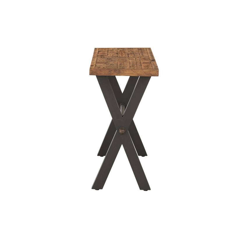 Cortesi Home Austin Console Table, Solid Reclaimed Wood with Black Wood Legs, Honey Pine