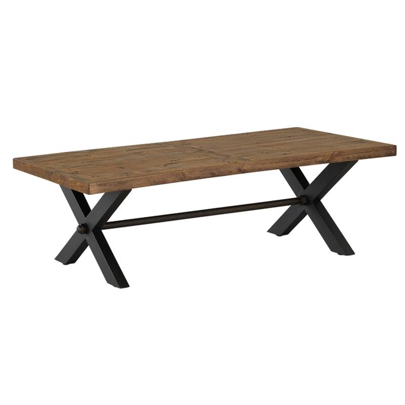 Cortesi Home Austin Console Table, Solid Reclaimed Wood with Black Wood Legs, Honey Pine