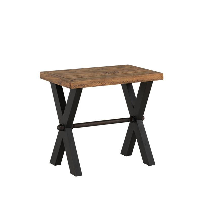 Cortesi Home Austin Console Table, Solid Reclaimed Wood with Black Wood Legs, Honey Pine