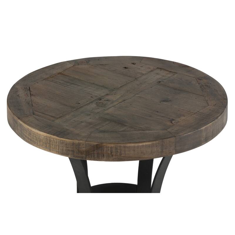 Cortesi Home Newcastle End Table, Solid Reclaimed Wood and Black Metal