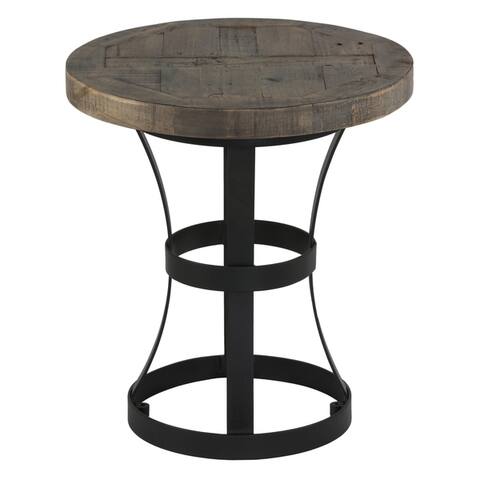Cortesi Home Newcastle End Table, Solid Reclaimed Wood and Black Metal