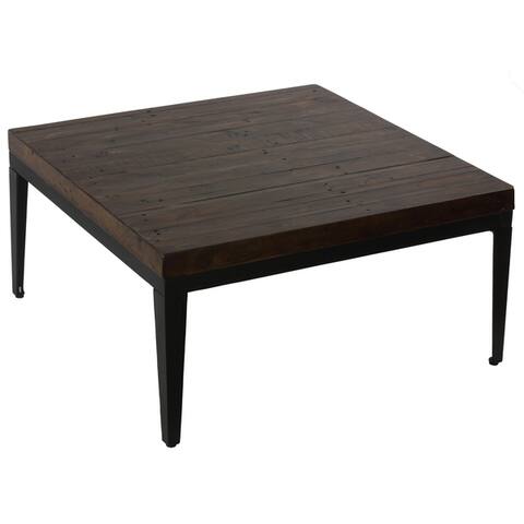 Cortesi Home Omaha Coffee Table, Solid Wood and Metal, 32"