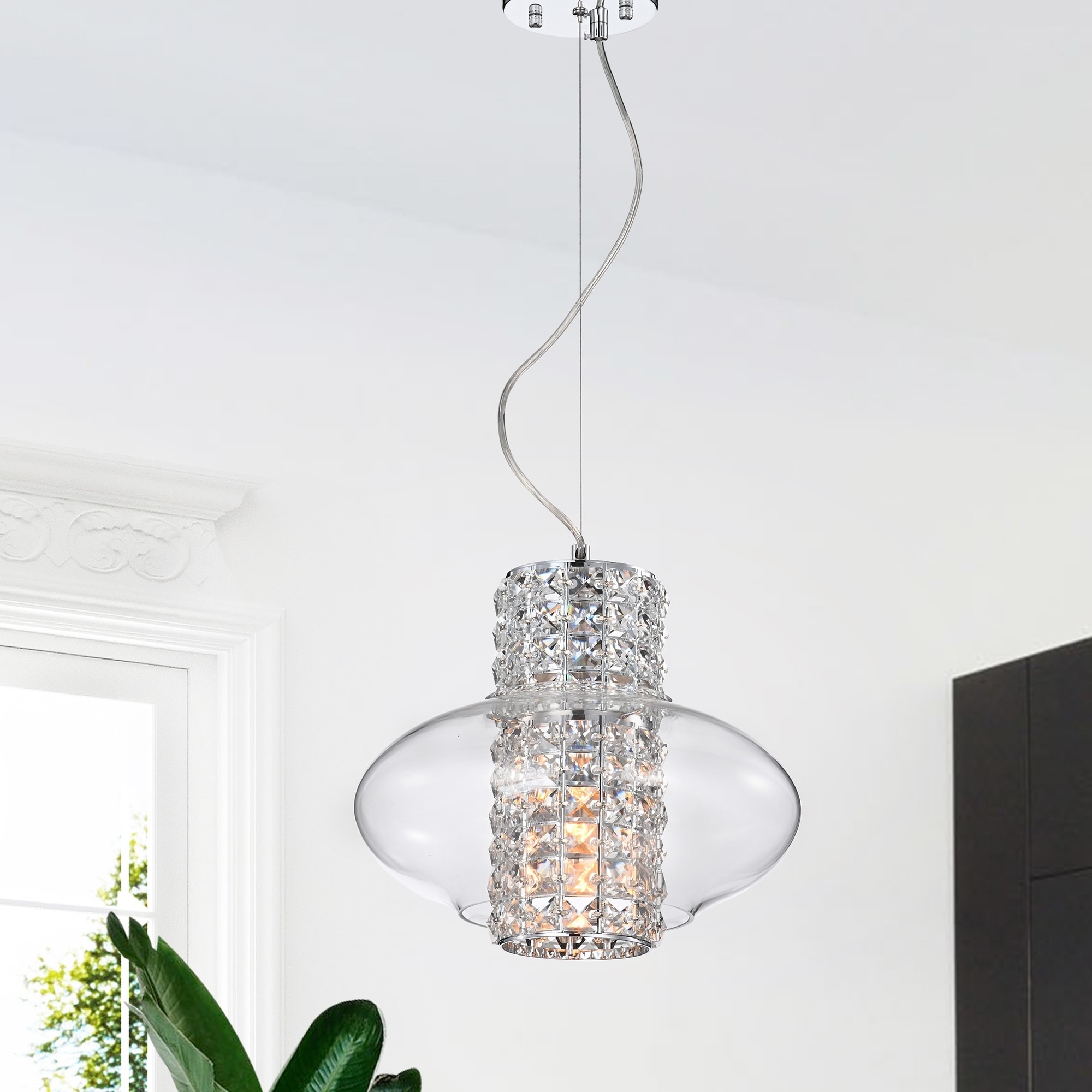 Silver Orchid Stewart 1-Light Chrome Pendant Lamp