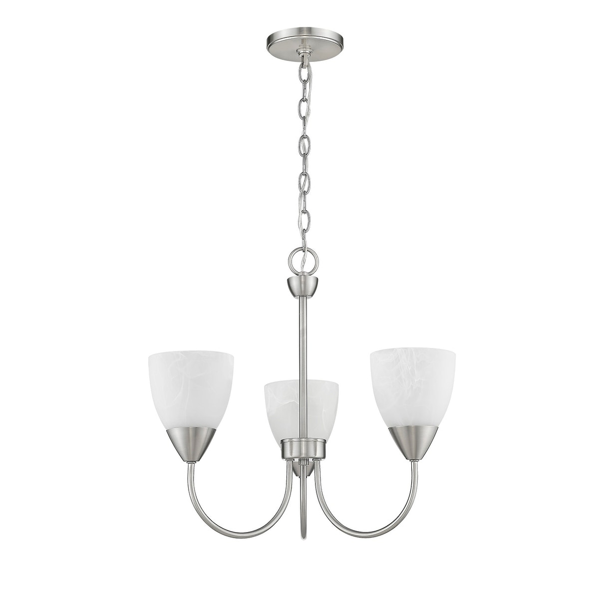 Clean Lines and Simple Shaped Nickel Mini Chandelier - Satin Nickel, image size:1200x1200