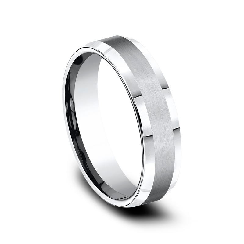 Best Quality Free Gift Box Cobalt Sterling Silver Inlay Satin/polished 6mm Beveled Edge Band
