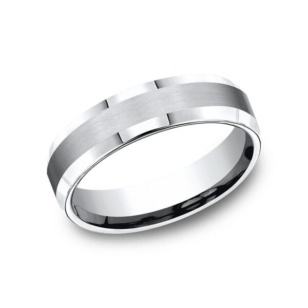 Jewels By Lux Titanium Beveled Edge 6mm Black IP-Plated Satin/Polished Band