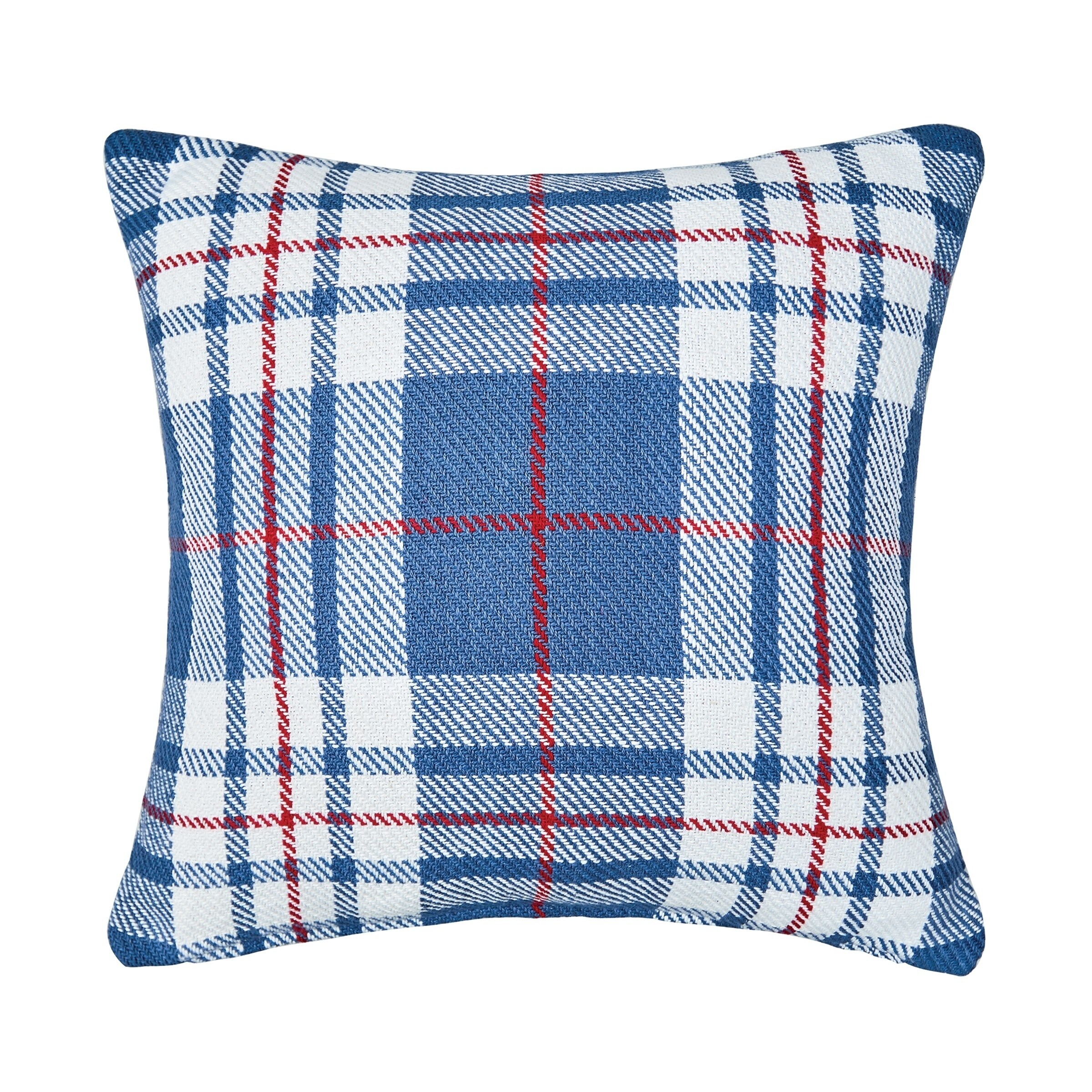 18x18 Inch Plaid Outdoor Pillow Rust Polyester With Polyester Fill