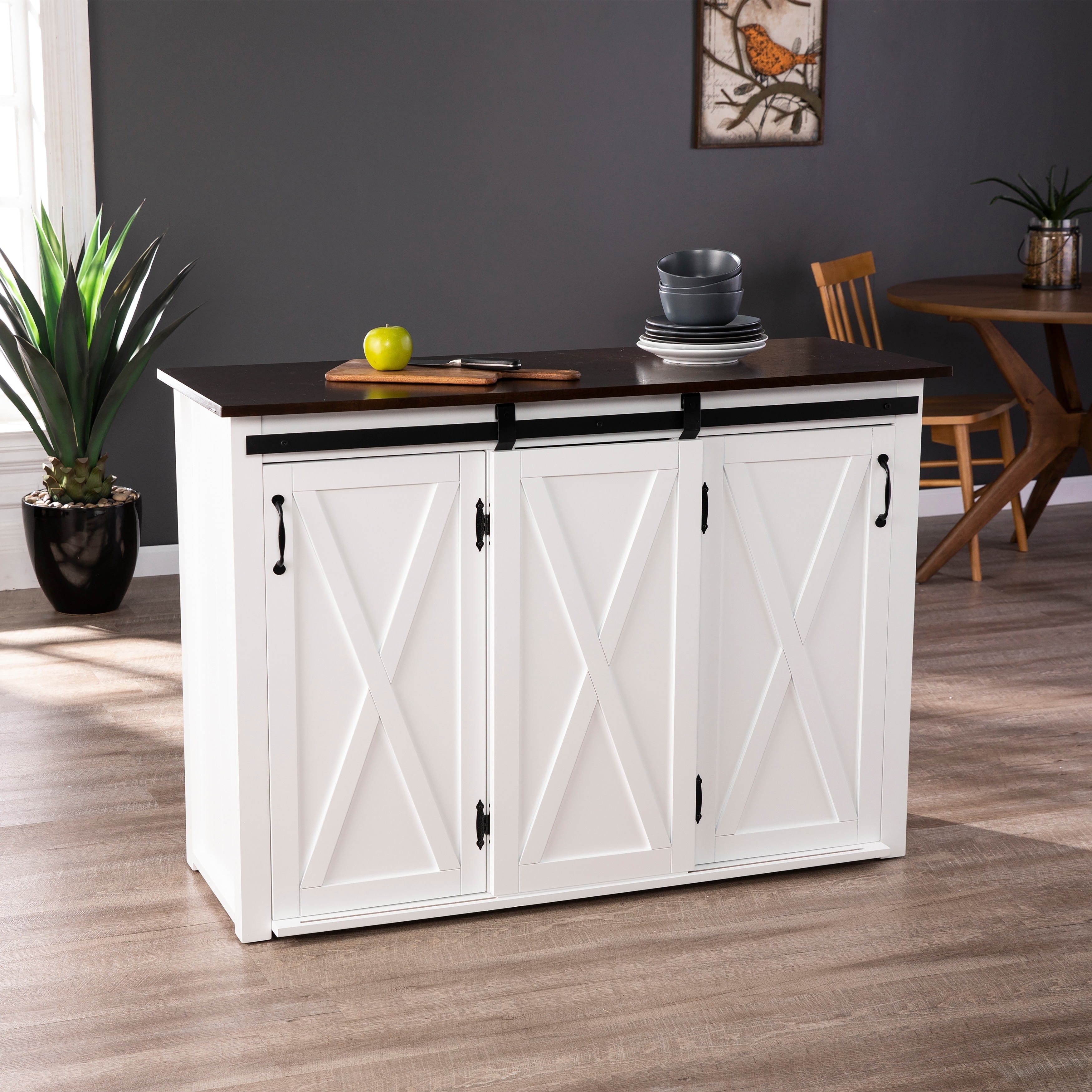 The Gray Barn Livendale White Kitchen Island w/ Storage