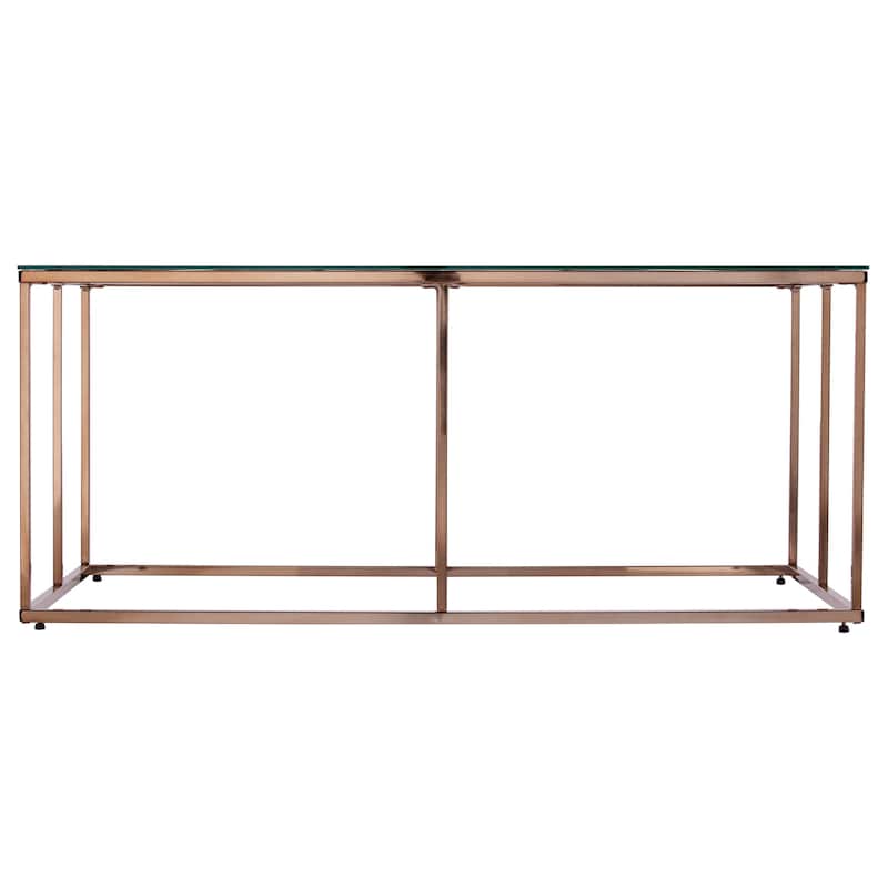 SEI Furniture Nindel Contemporary Glass Top Champagne Metal Coffee Table