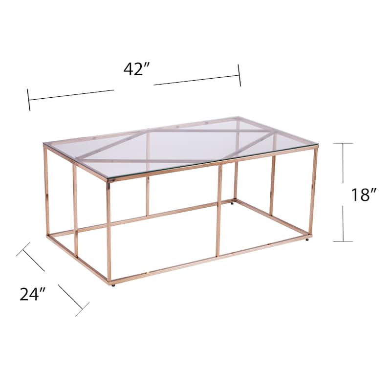 SEI Furniture Nindel Contemporary Glass Top Champagne Metal Coffee Table