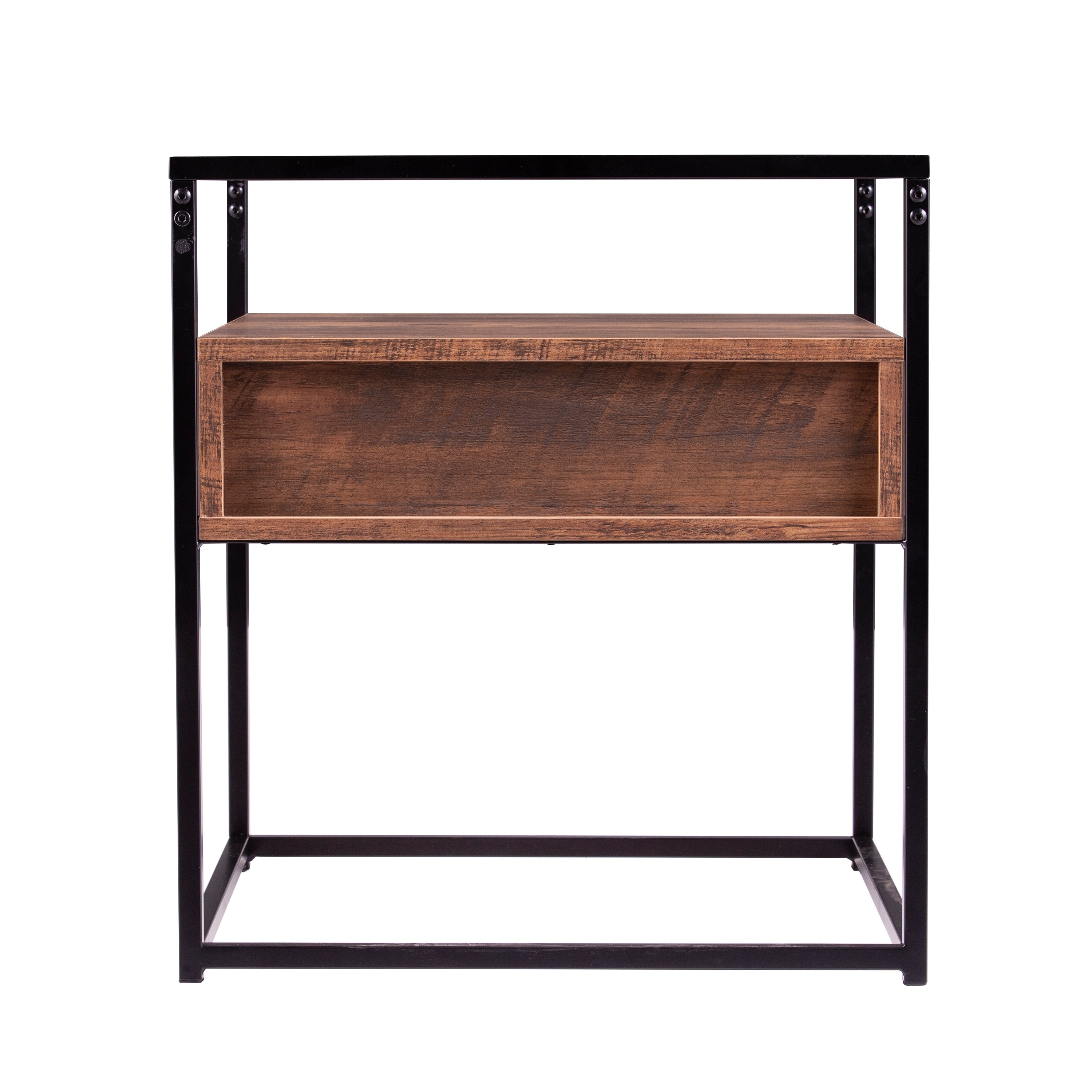 Carbon loft opsten industrial brown wood store end table