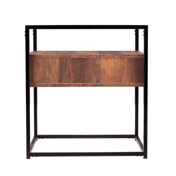 SEI Furniture Ottone Industrial Brown Wood Side Table - Bed Bath