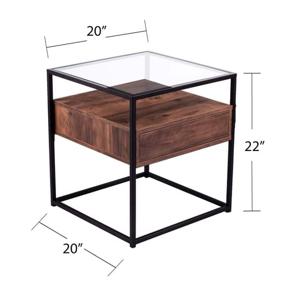 SEI Furniture Ottone Industrial Brown Wood Side Table