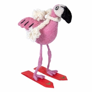 Handmade Felt Pink Flamingo Skiing Ornament (nepal) - Bed Bath & Beyond 