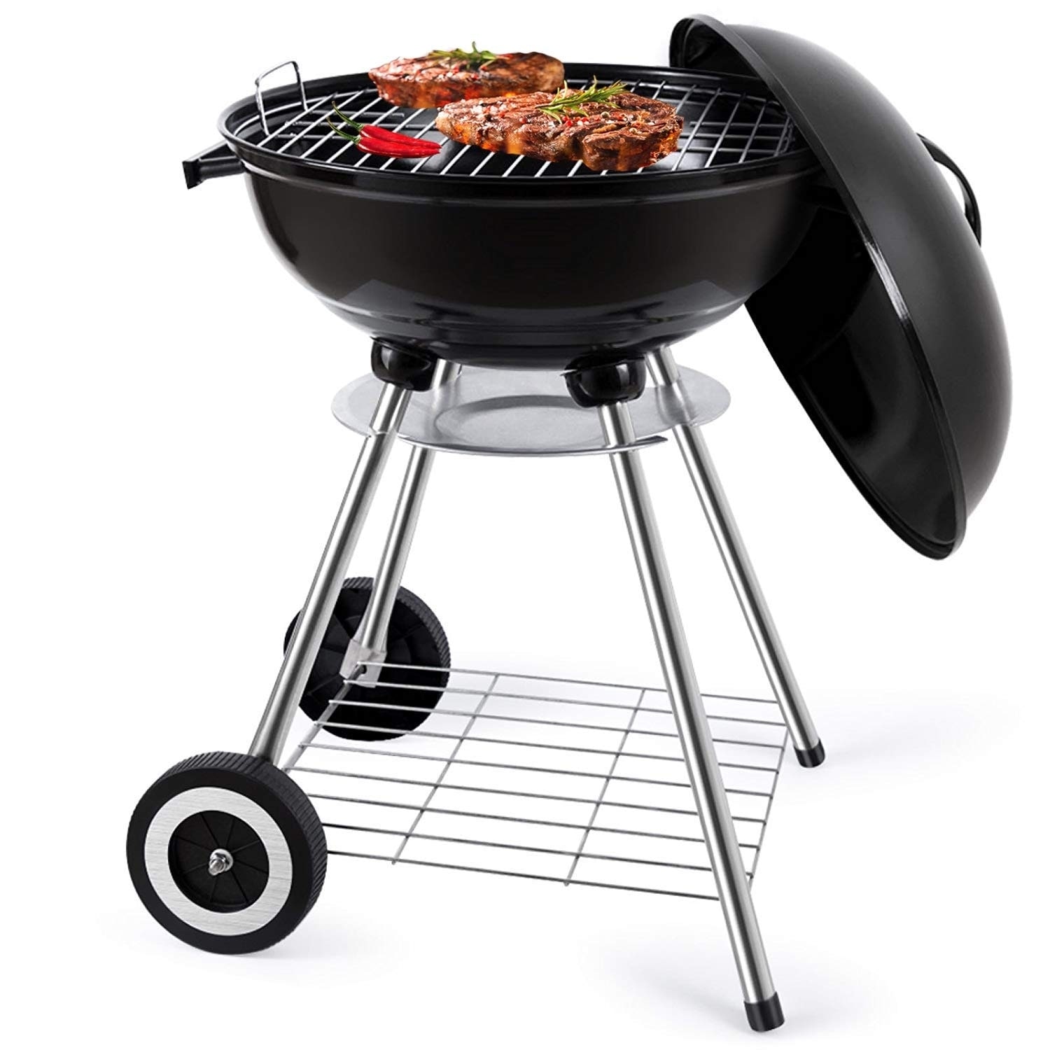 Negociar Cadena pandilla Original Kettle Charcoal Grill Outdoor Portable BBQ Grill Stainless Steel  18" Black Kettle Grill - On Sale - - 30143736