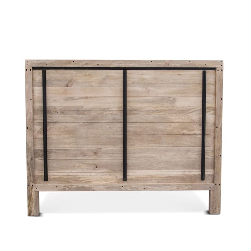 Haveli Mango Wood Geometric Carved King Bed