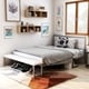 preview thumbnail 2 of 10, Sexton Modern Steel Faux Leather Button Tufted Kid Platform Bed with Bench by Porch & Den