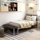 preview thumbnail 4 of 10, Sexton Modern Steel Faux Leather Button Tufted Kid Platform Bed with Bench by Porch & Den