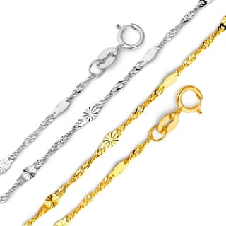 55 Details about 14K Solid White Gold 025W-Singapore Chain New W -6 1.5 mm Length 22 inches 55 Details about 14K Solid White Gold 025W-Singapore Chain New W -6 1.5 mm Length 22 inches