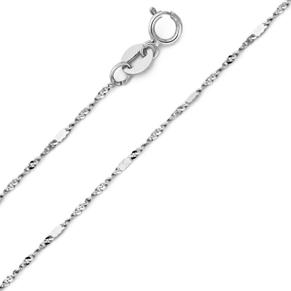 16 20 and 24 Inches 18 14k Yellow or White Gold Singapore Chain 1mm Width