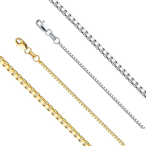 16, 18, 20 Inches Solid 14K Yellow Gold Chain 1.2mm Square Rolo Chain Necklace