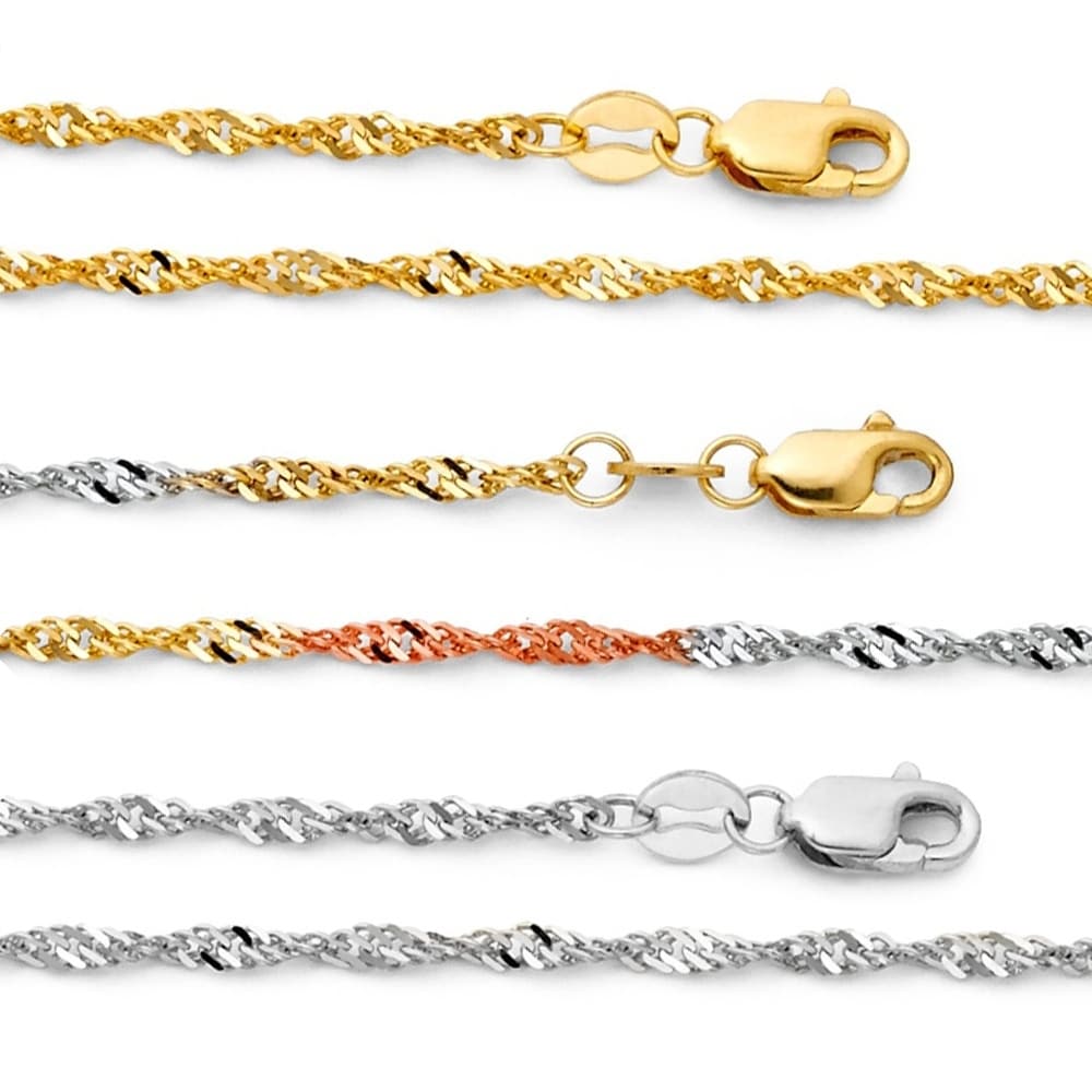 18 Inch 0.50 mm Sparkle Singapore Chain in 14k Yellow Gold