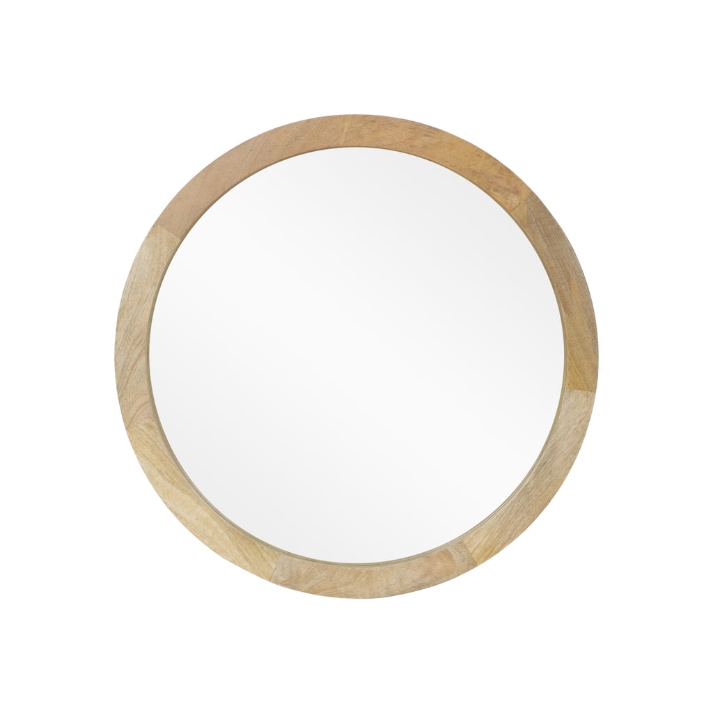 Cheval Modern Round Mirror with Mango Wood Frame by Christopher Knight Home - 23.50" W x 1.25" D x 23.50" H