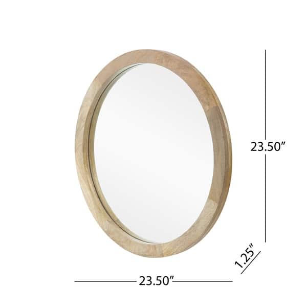 Cheval Modern Round Mirror with Mango Wood Frame by Christopher Knight Home - 23.50" W x 1.25" D x 23.50" H