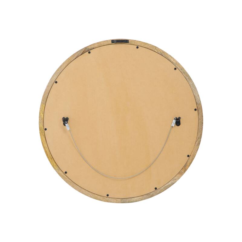 Cheval Modern Round Mirror with Mango Wood Frame by Christopher Knight Home - 23.50" W x 1.25" D x 23.50" H