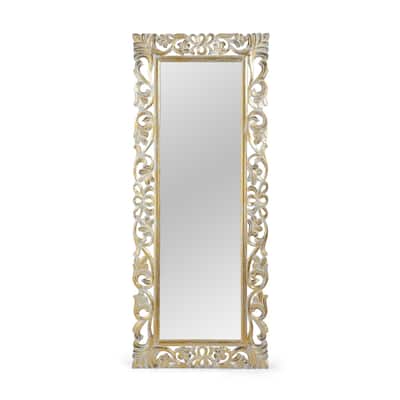 Emerton Traditional Standing Mirror with Floral Carved Frame by Christopher Knight Home - 27.50" W x 0.75" L x 68.00" H