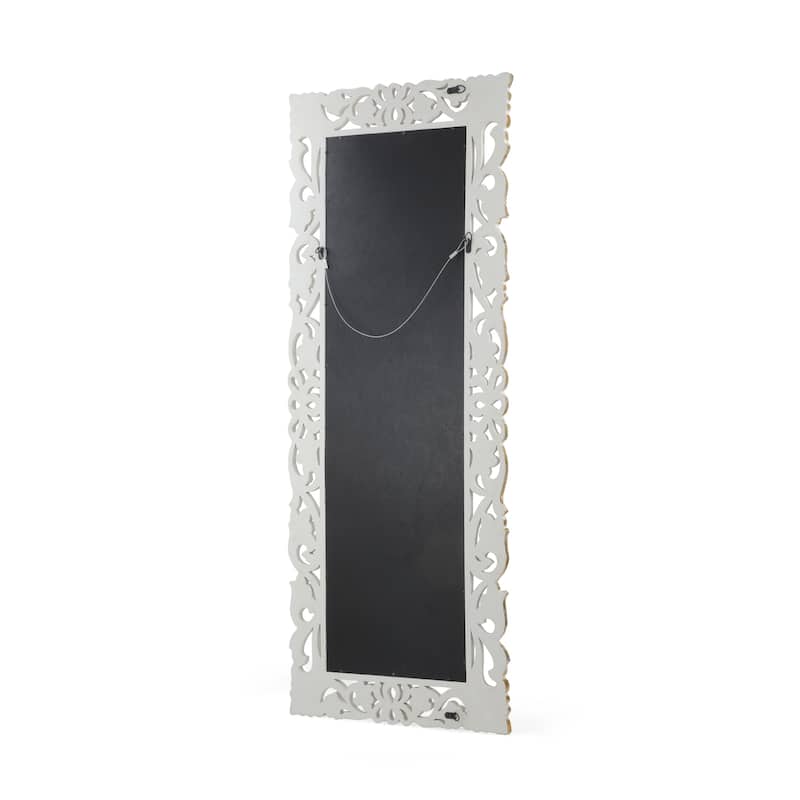 Emerton Traditional Standing Mirror with Floral Carved Frame by Christopher Knight Home - 27.50" W x 0.75" L x 68.00" H