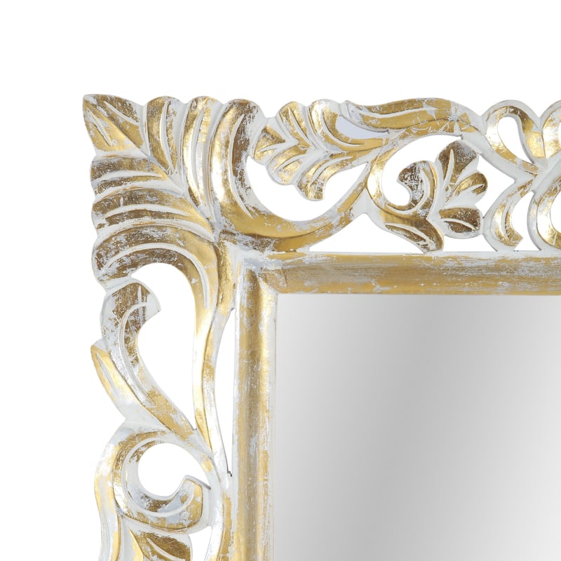 Emerton Traditional Standing Mirror with Floral Carved Frame by Christopher Knight Home - 27.50" W x 0.75" L x 68.00" H