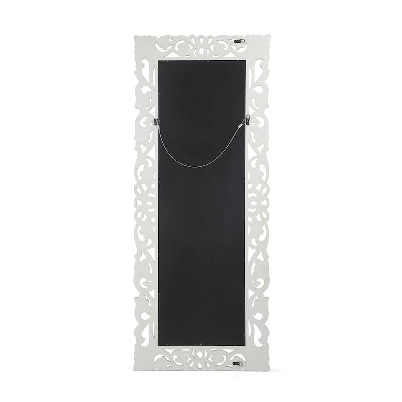 Emerton Traditional Standing Mirror with Floral Carved Frame by Christopher Knight Home - 27.50" W x 0.75" L x 68.00" H