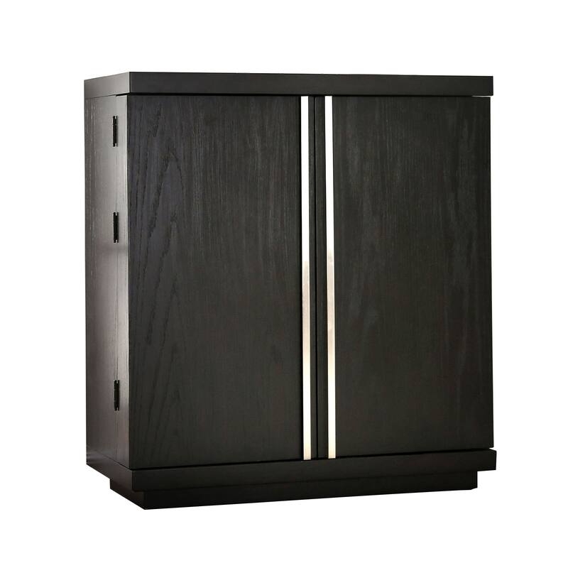 Wooden Server with 2 Drawers and 1 Bottom Shelf, Brown and Silver