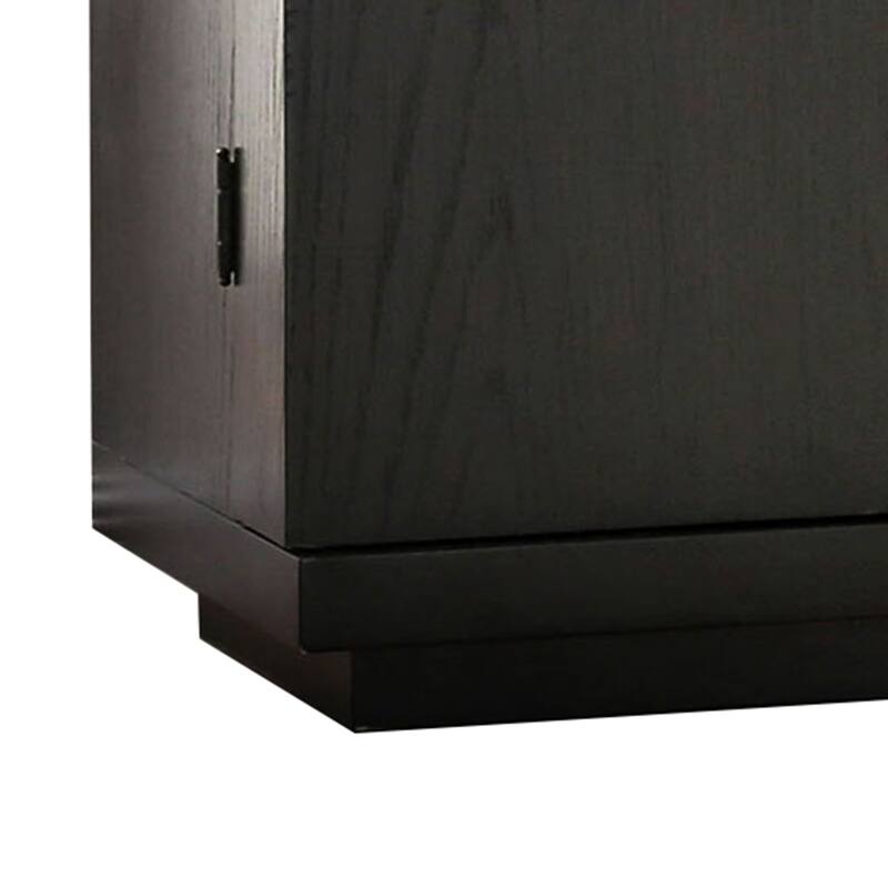 Wooden Server with 2 Drawers and 1 Bottom Shelf, Brown and Silver