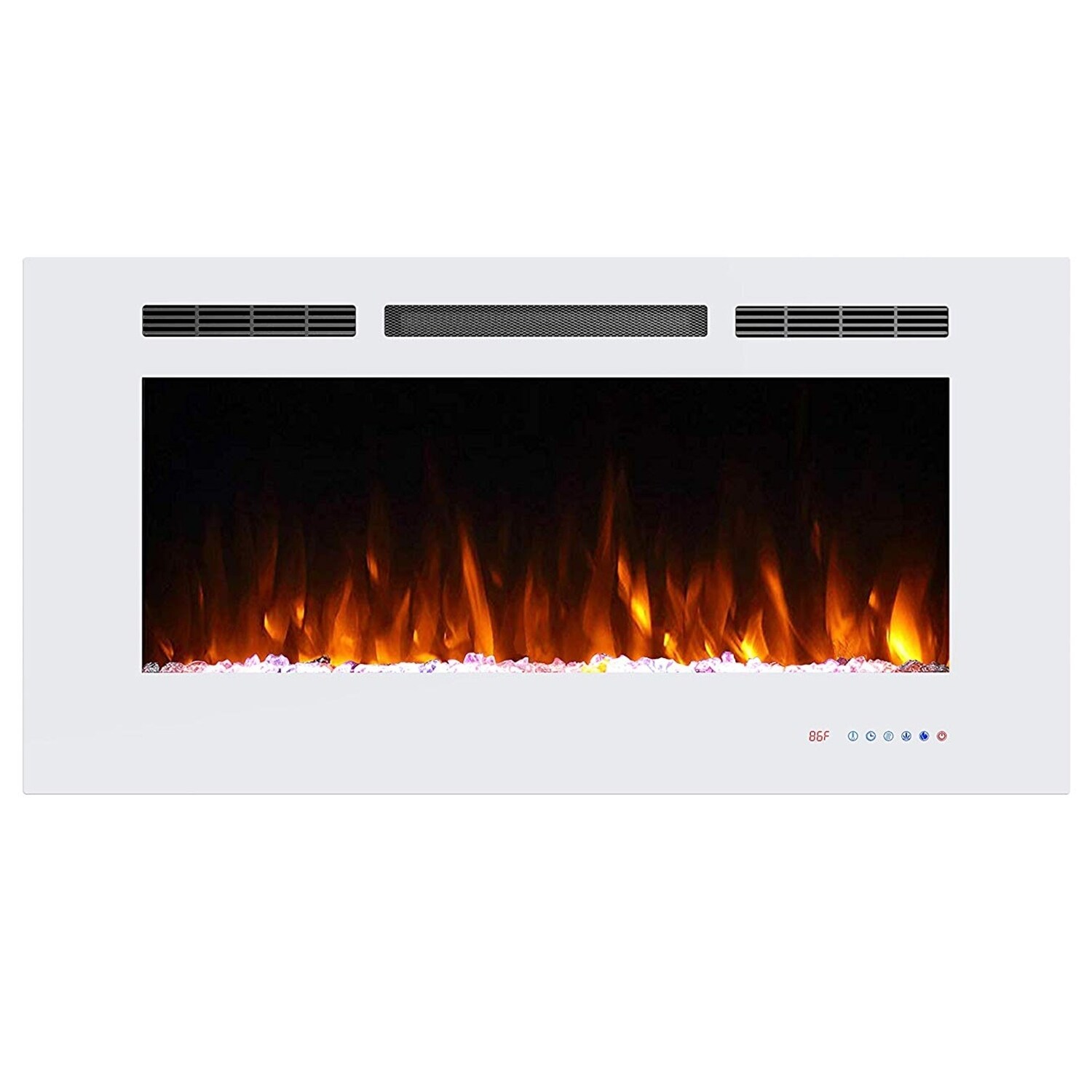 Shop 42 Inch White Recessed Electric Fireplace Insert With Remote