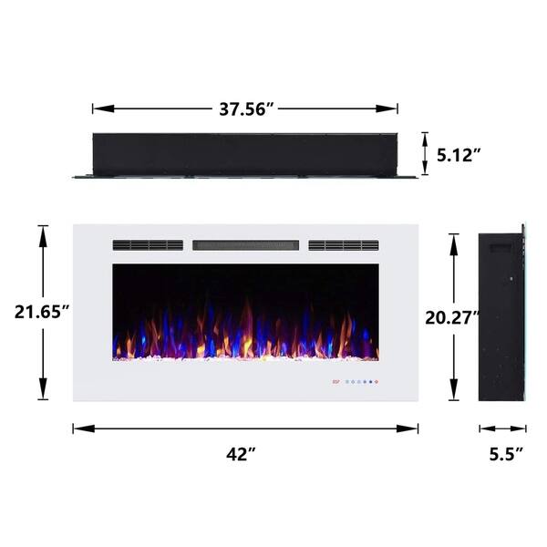 Shop 42 Inch White Recessed Electric Fireplace Insert With Remote